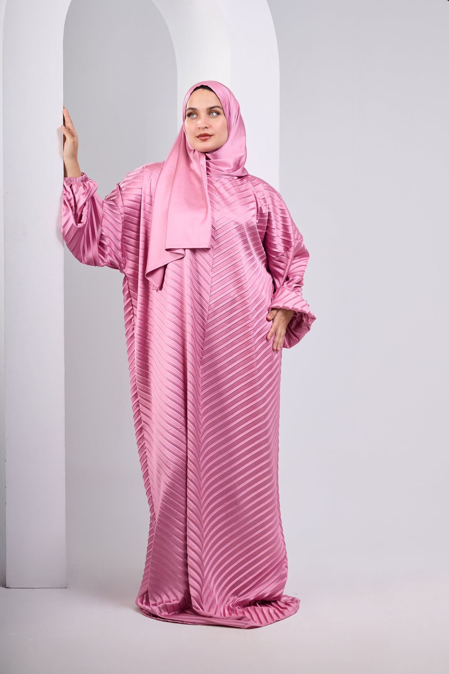 Pink pleated satin