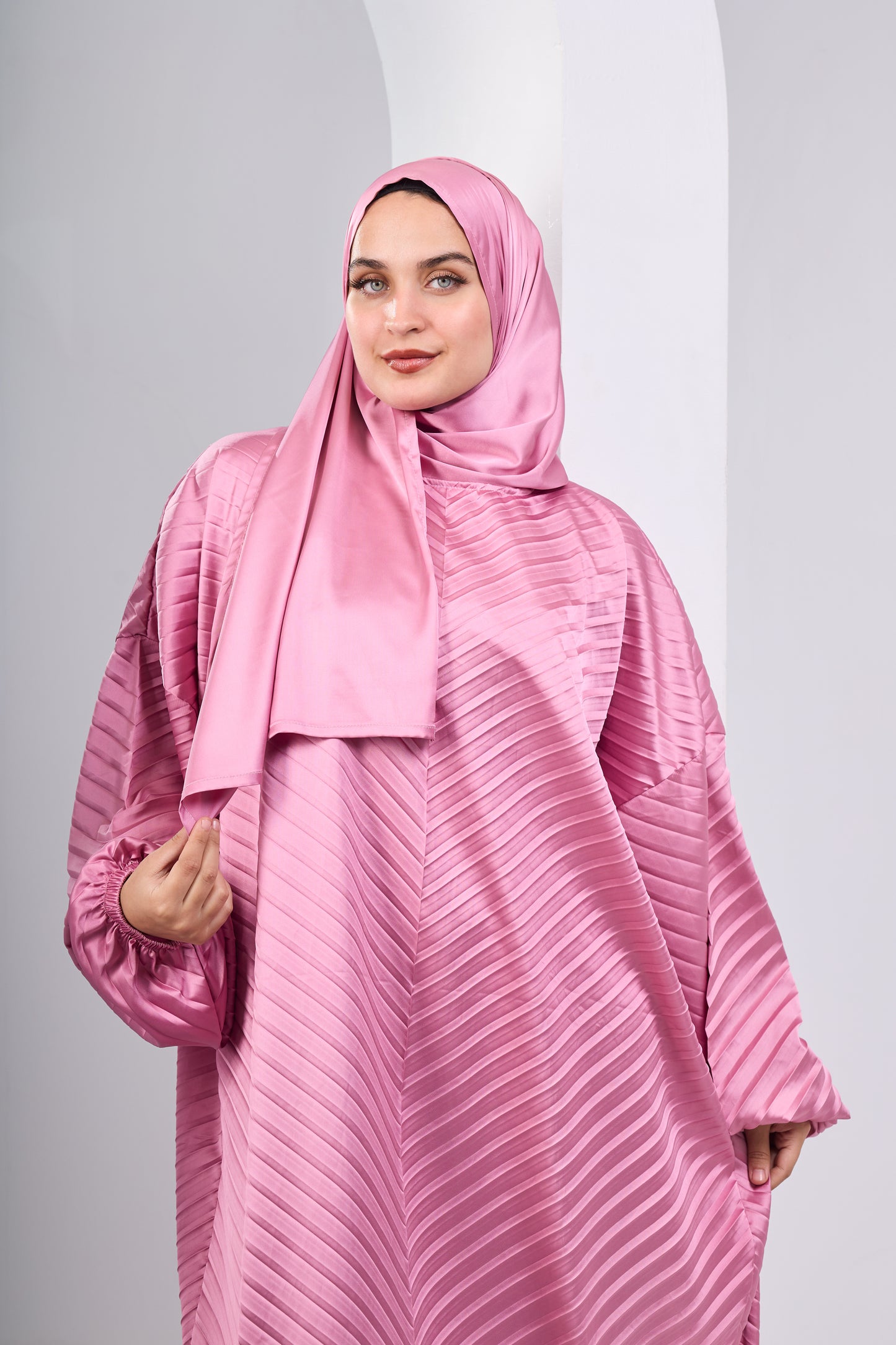 Pink pleated satin