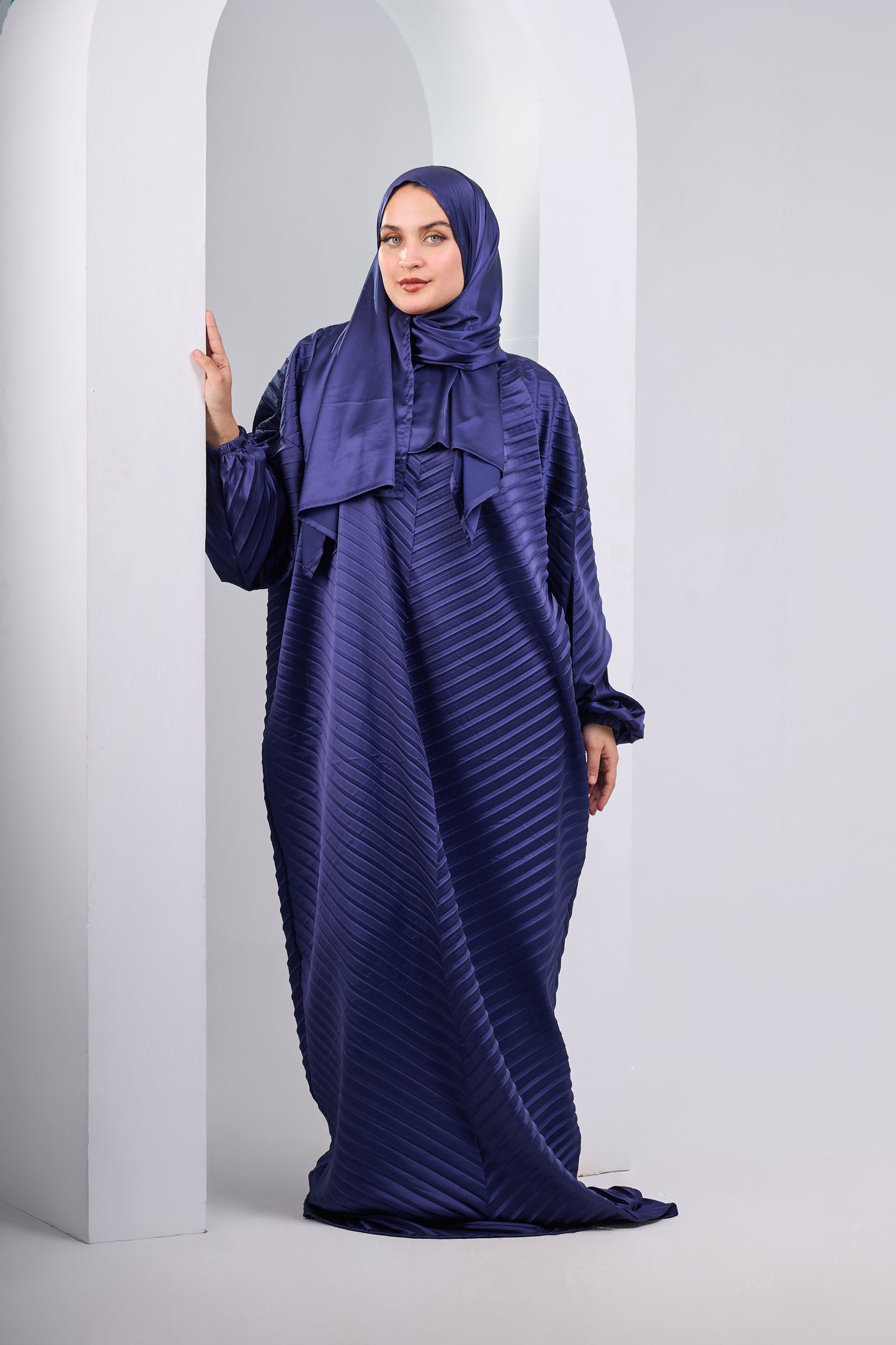 Deep Blue pleated satin