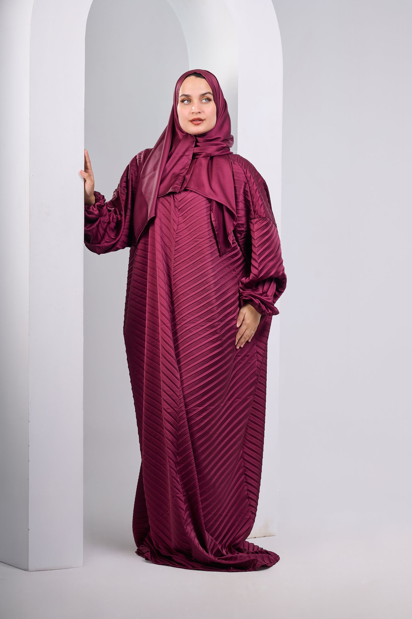 Burgundy Pleated satin
