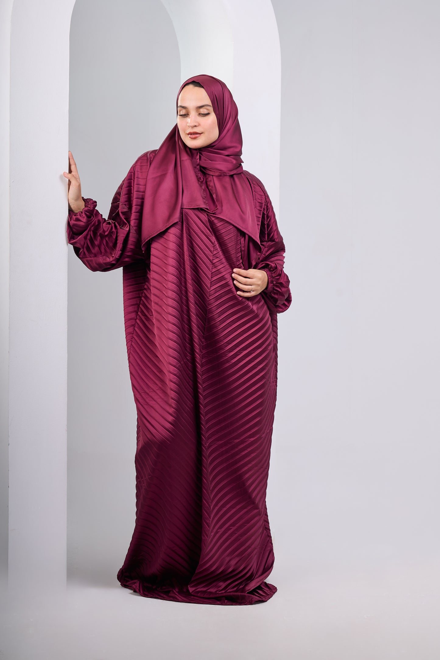Burgundy Pleated satin