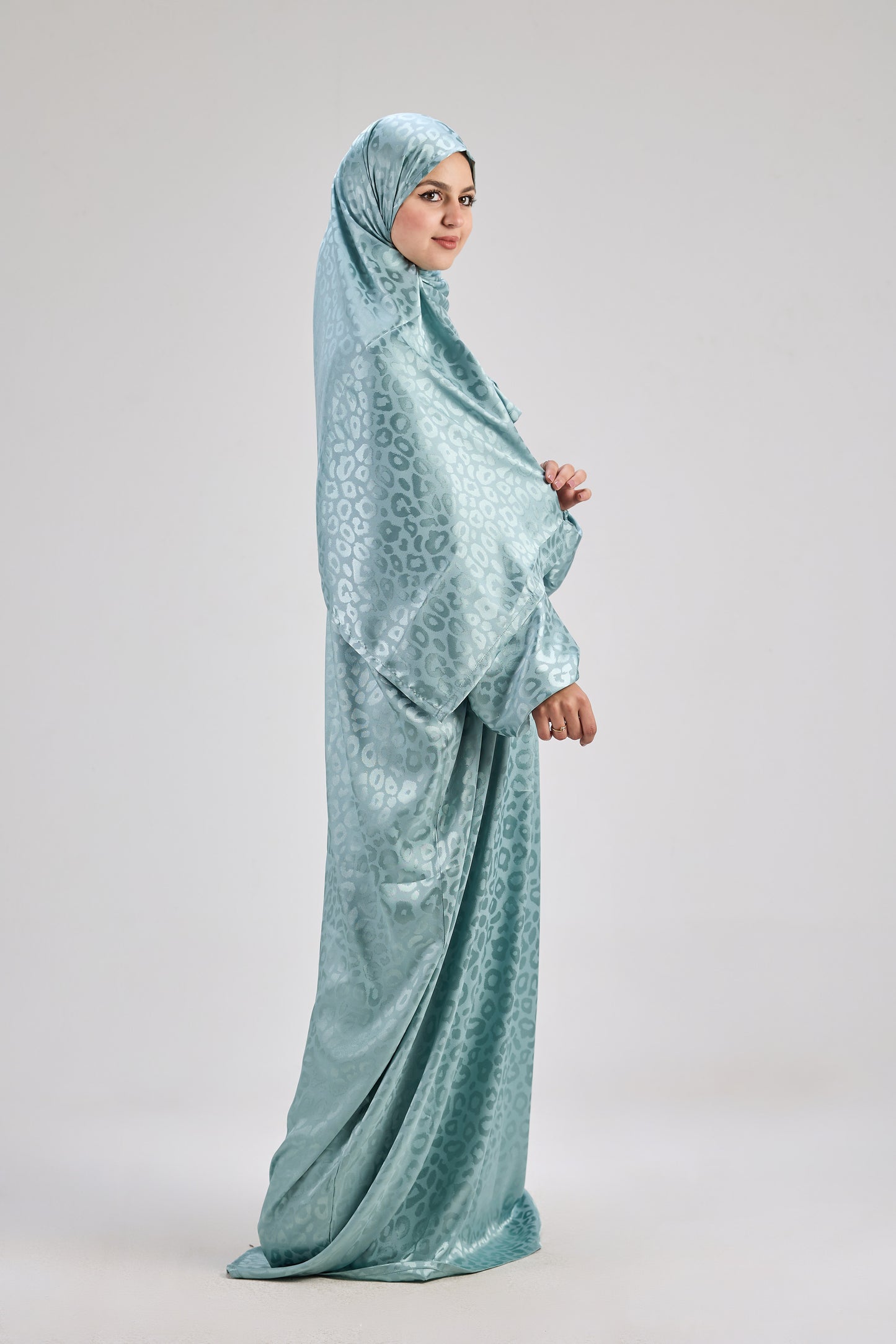 Satin Jacquard Aqua