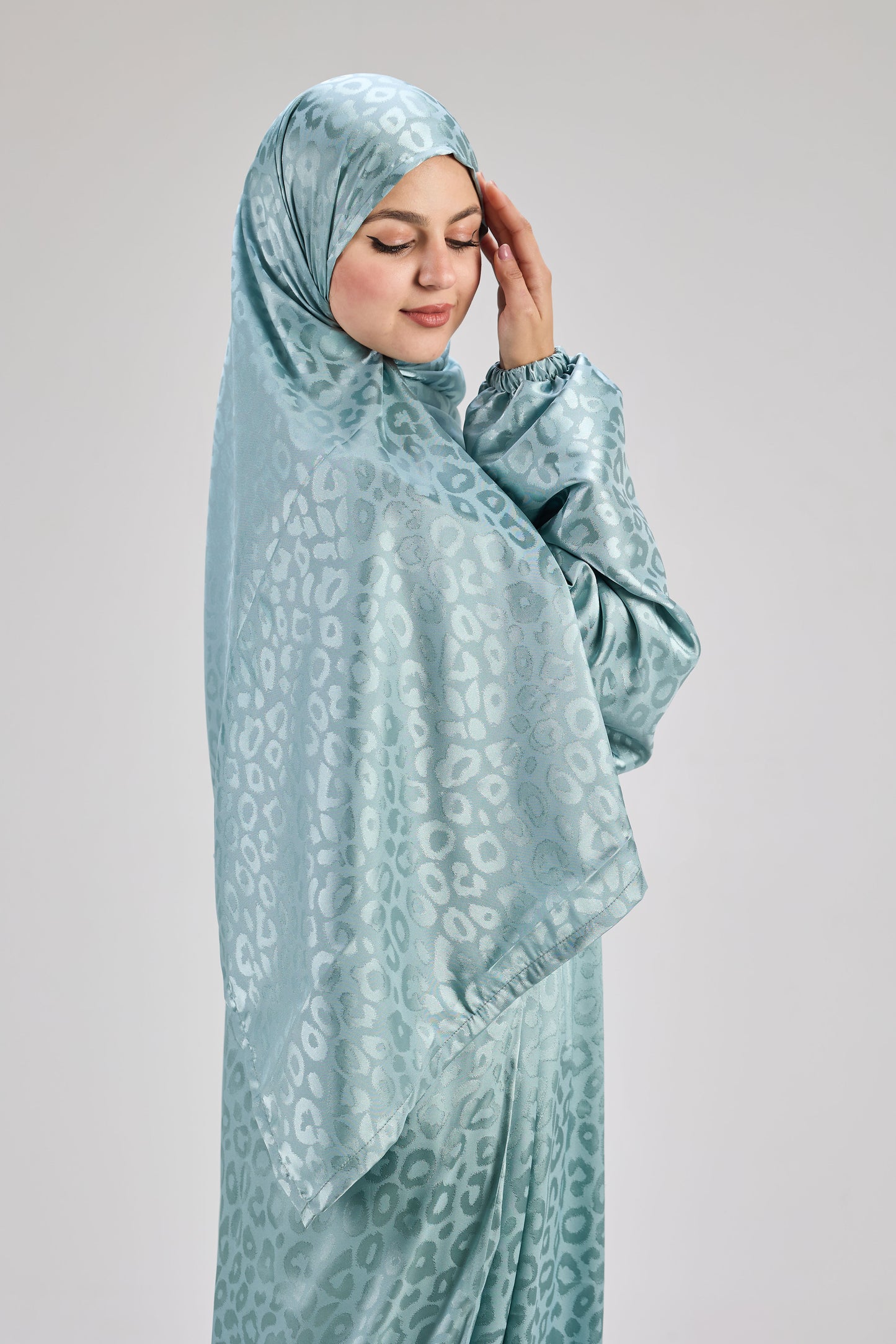 Satin Jacquard Aqua