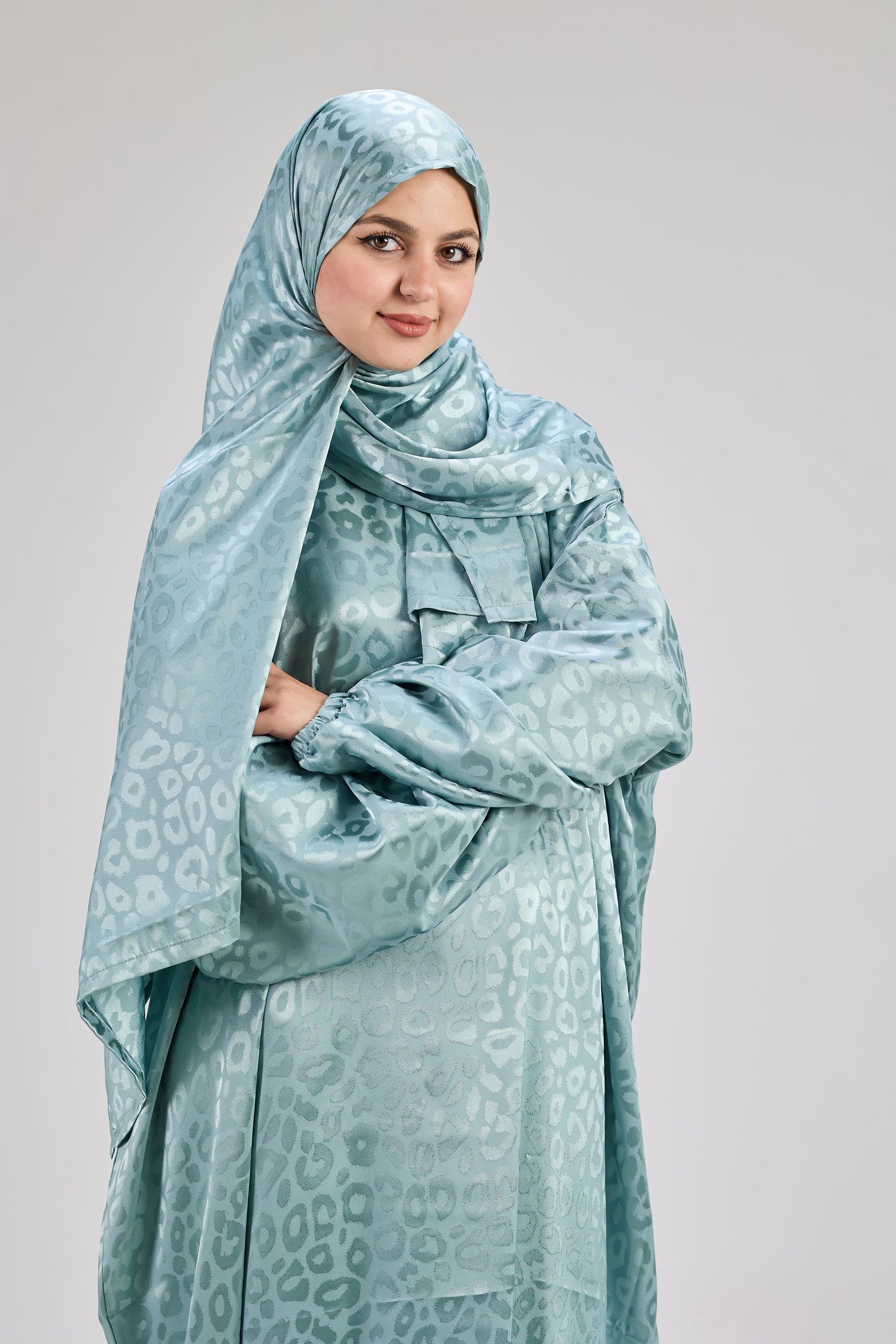 Satin Jacquard Aqua