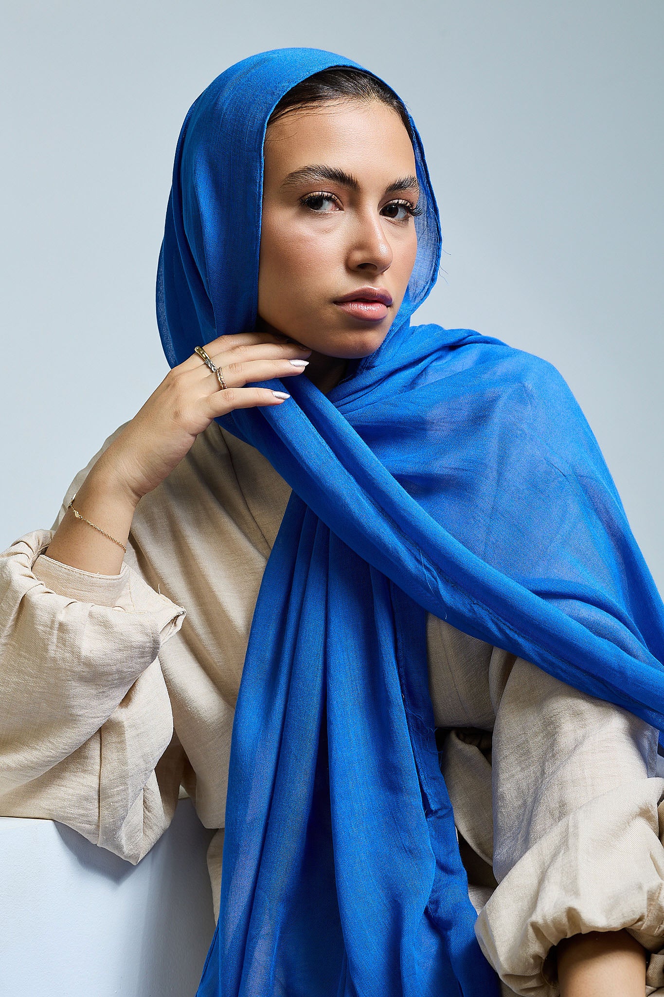 Azure Blue Linen scarves