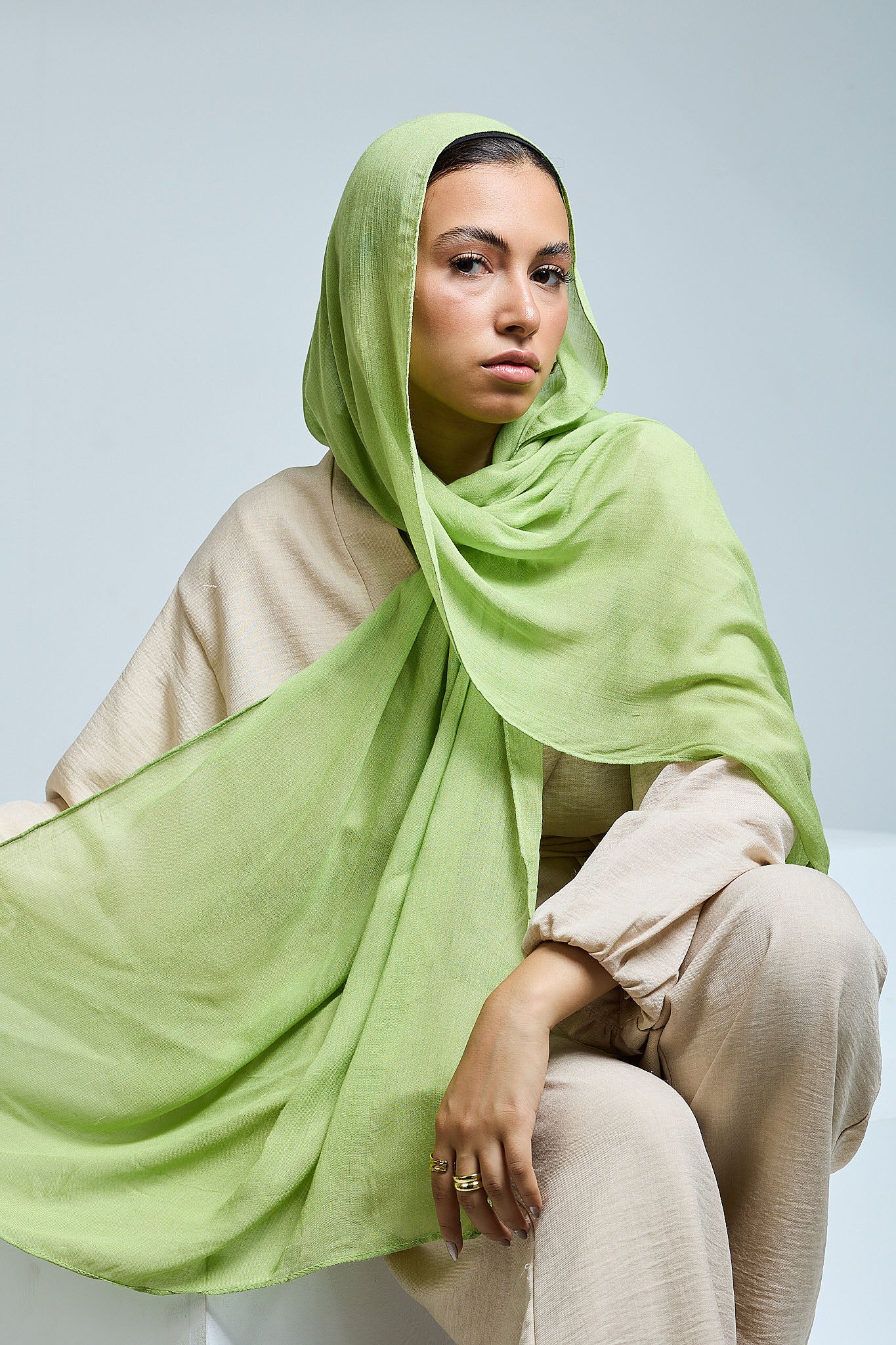 Bright Green Linen scarves