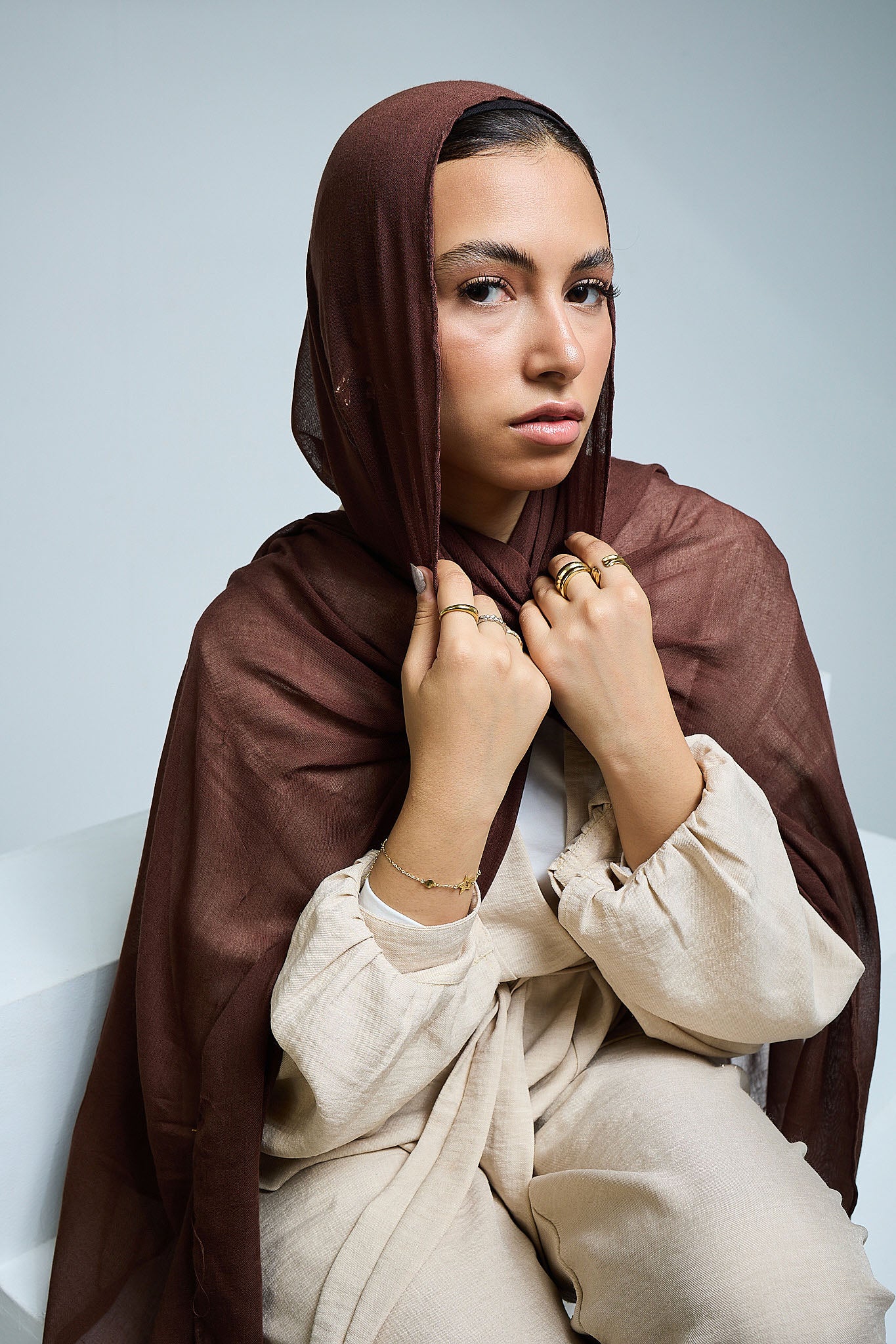 Brown Linen scarves