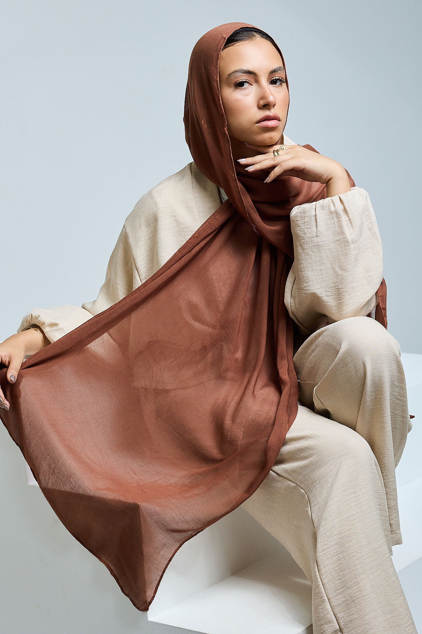 Mocha Linen scarves