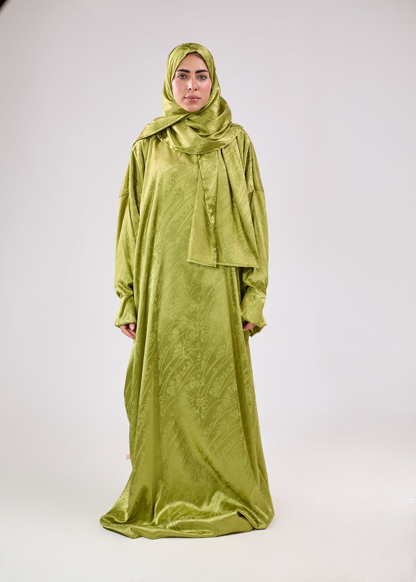 Satin Jacquard Olive Green