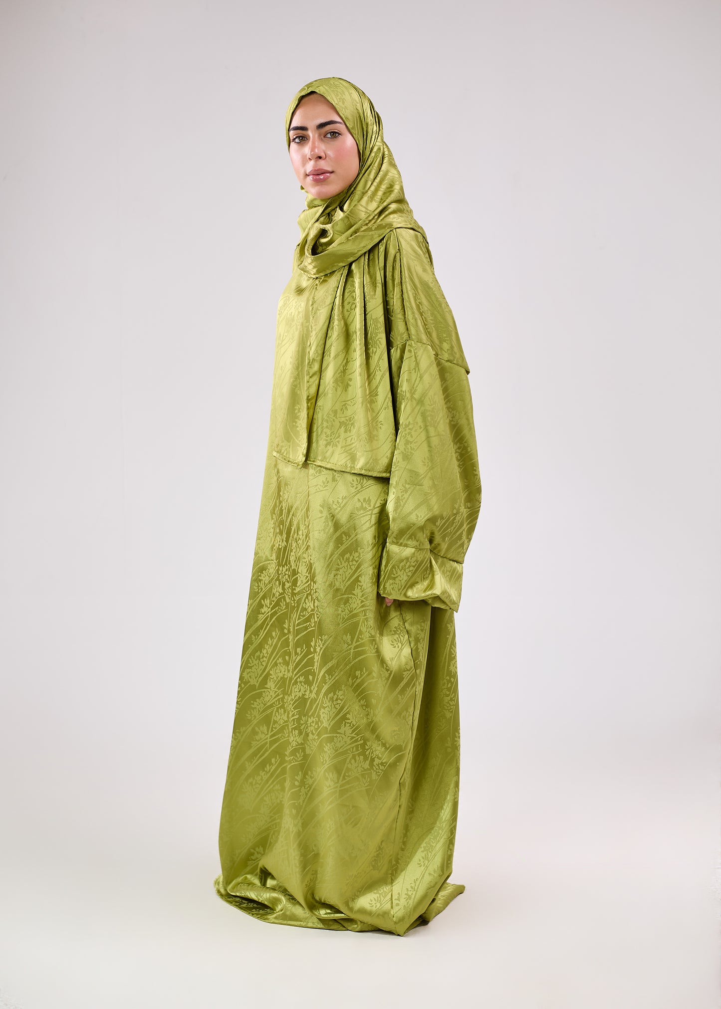 Satin Jacquard Olive Green