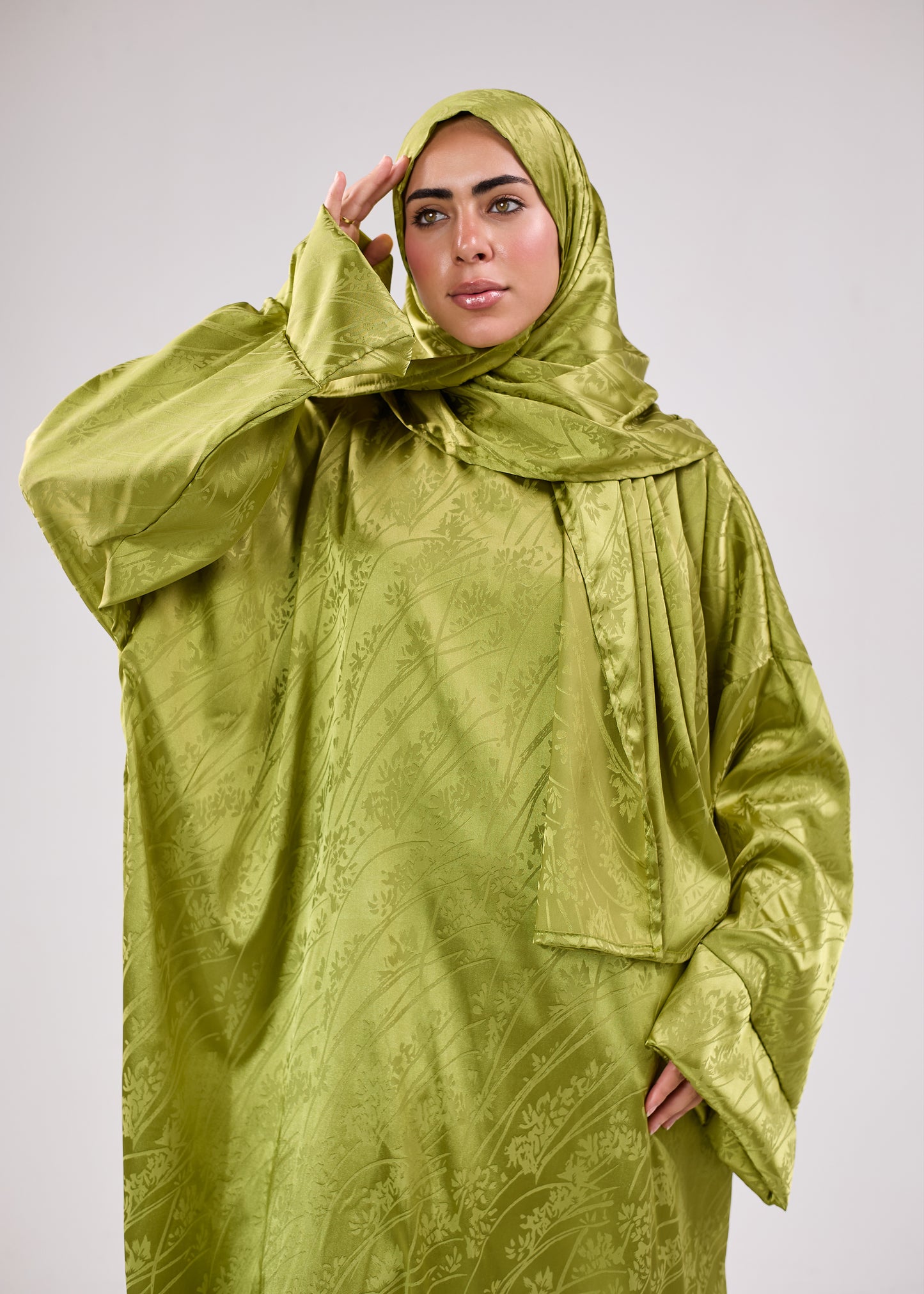 Satin Jacquard Olive Green