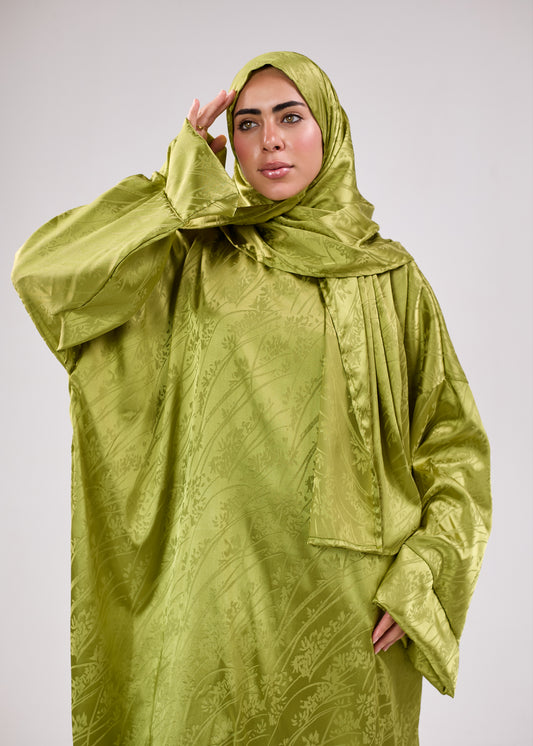 Satin Jacquard Olive Green