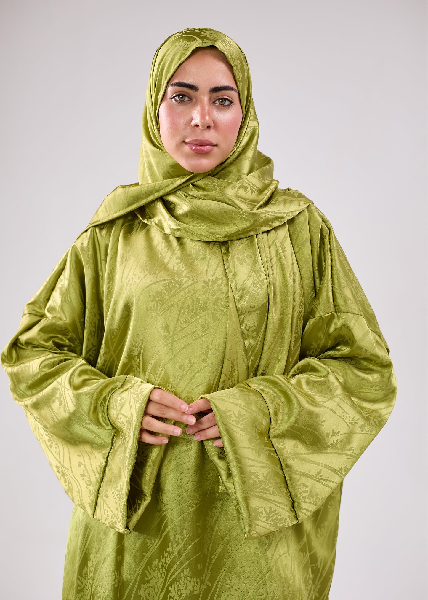 Satin Jacquard Olive Green