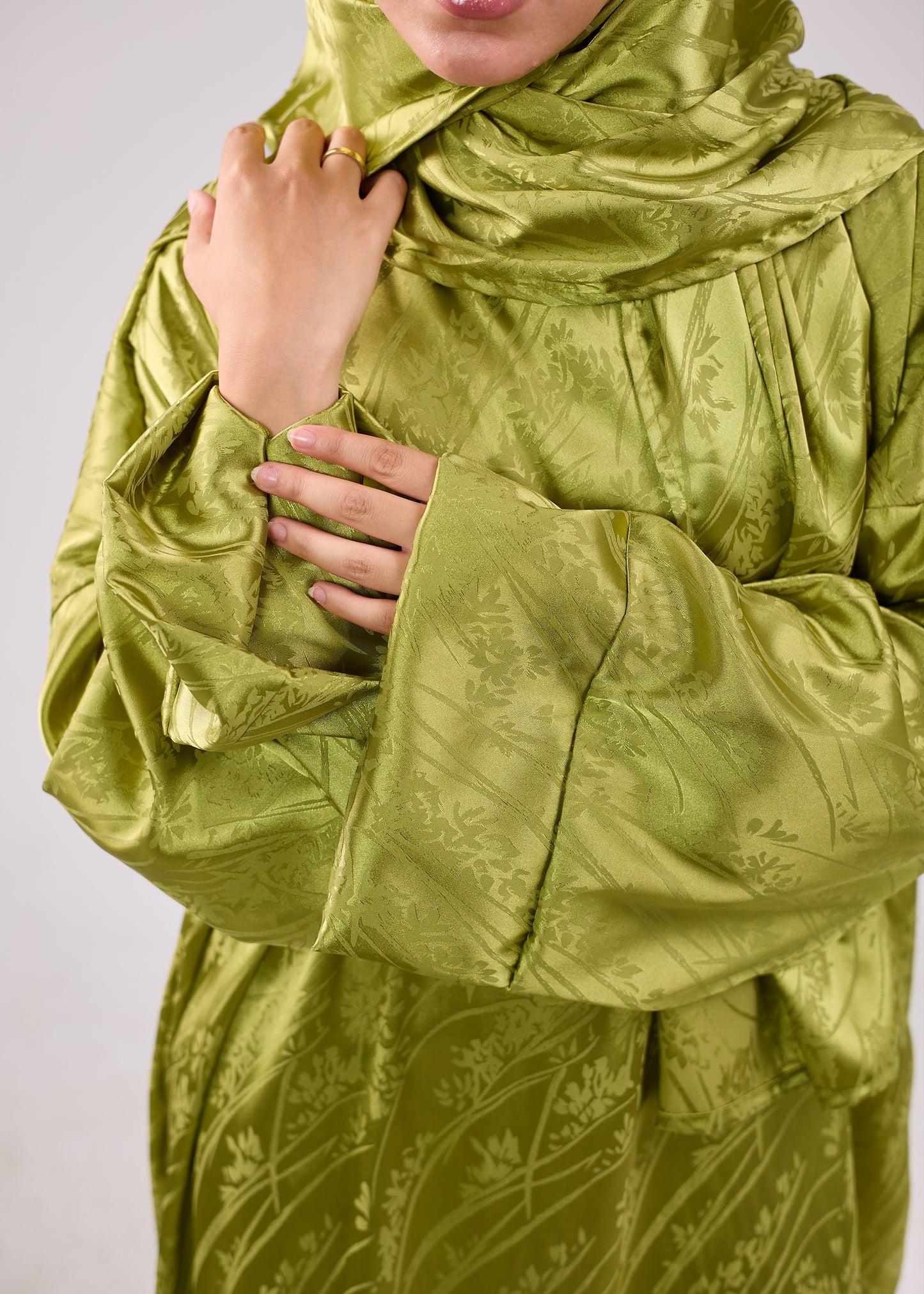 Satin Jacquard Olive Green