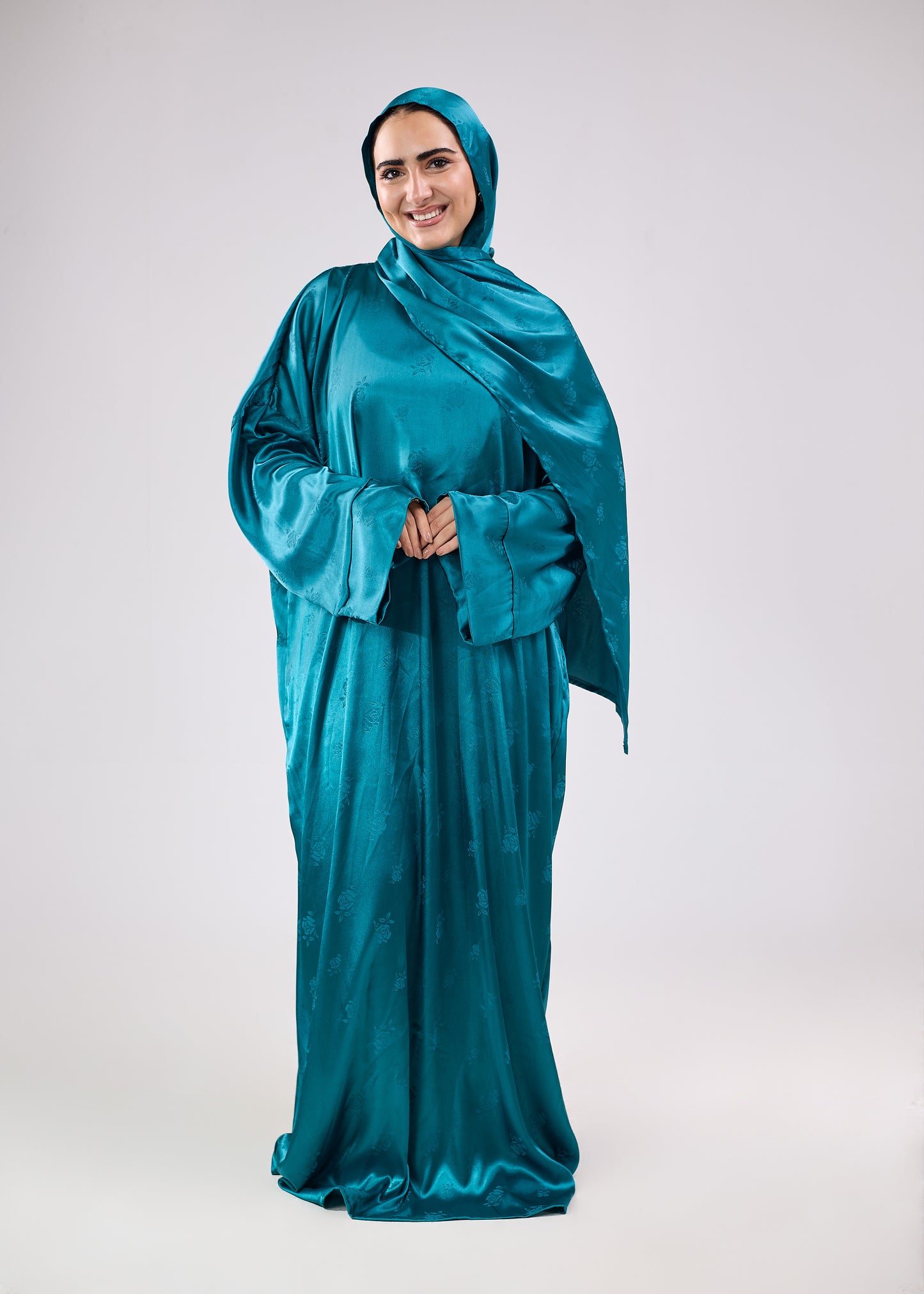 Silk Satin Jacquard Teal