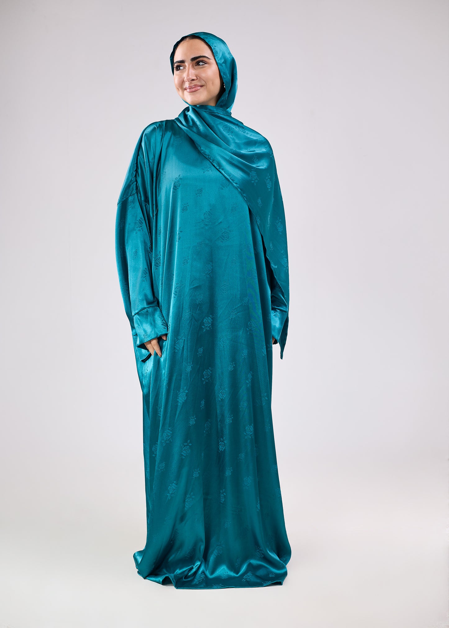 Silk Satin Jacquard Teal