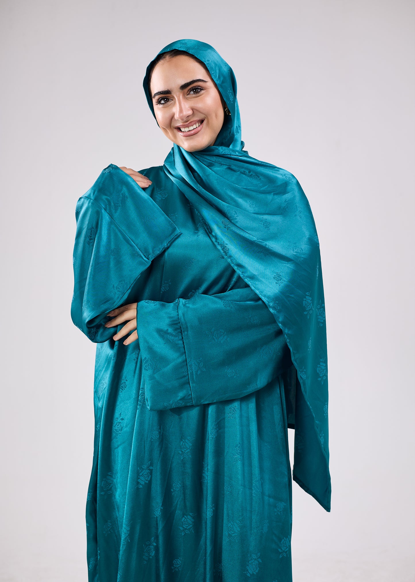 Silk Satin Jacquard Teal