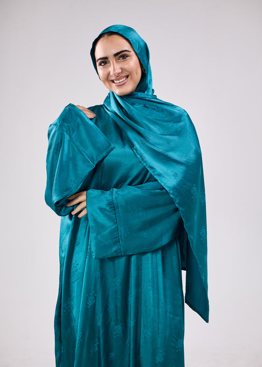 Silk Satin Jacquard Teal
