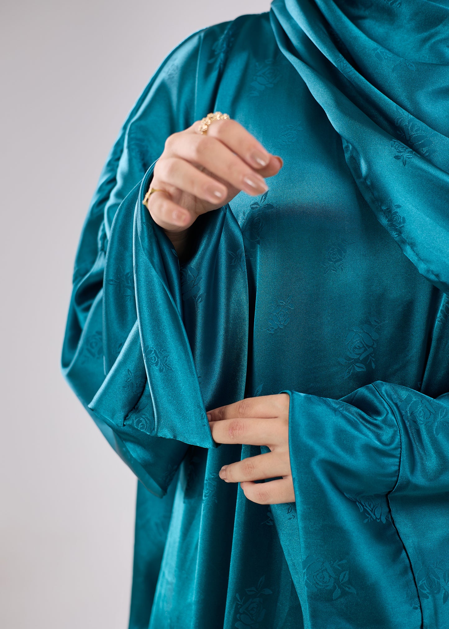 Silk Satin Jacquard Teal