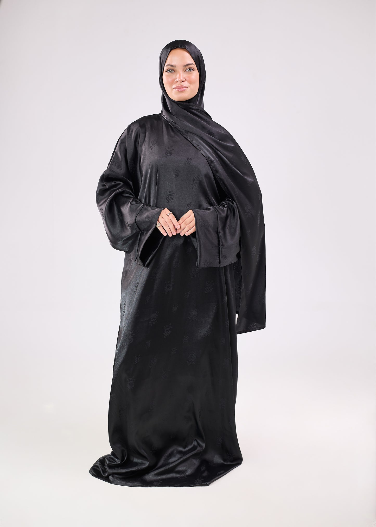 Silk Satin Jacquard Black