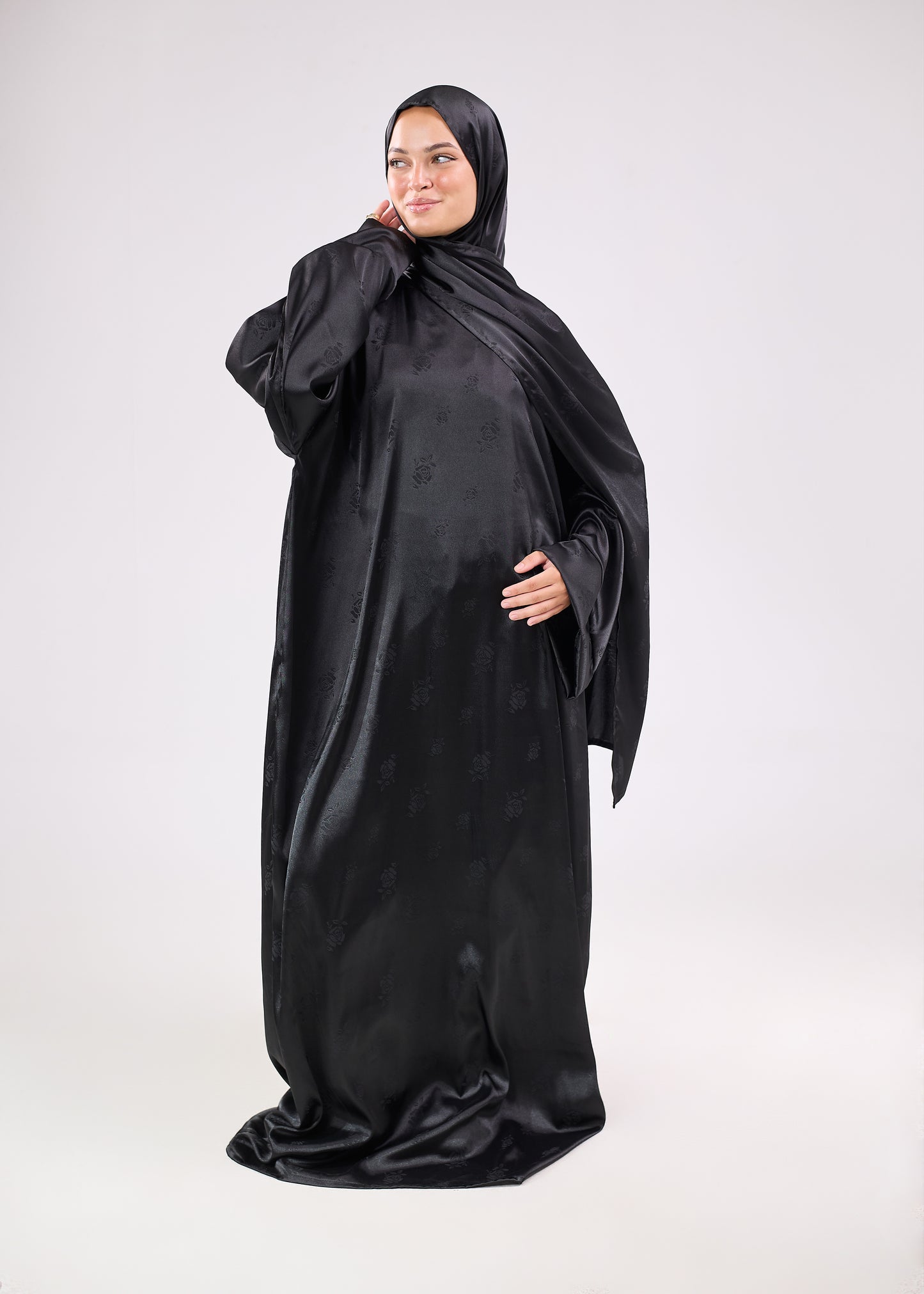 Silk Satin Jacquard Black