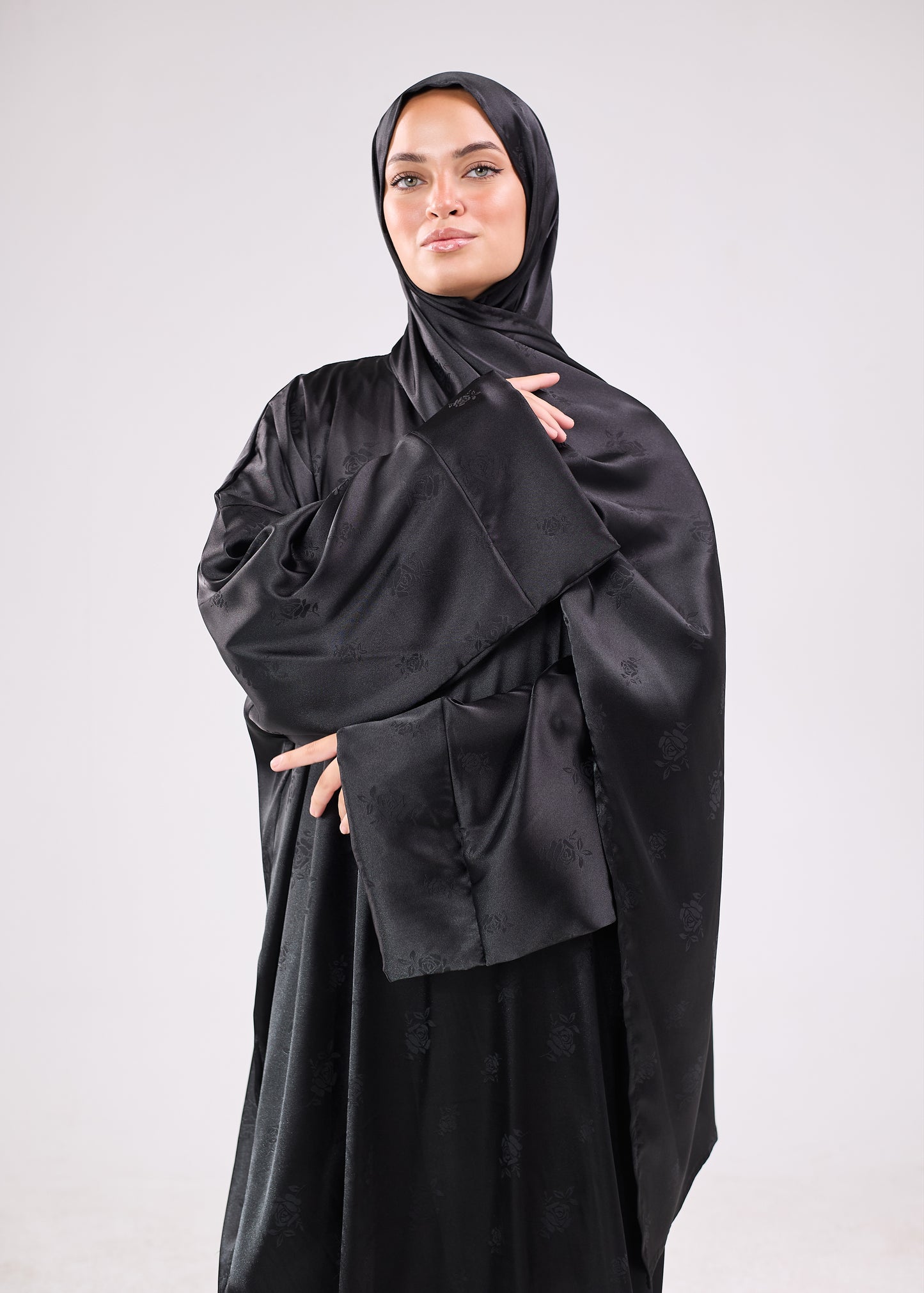 Silk Satin Jacquard Black