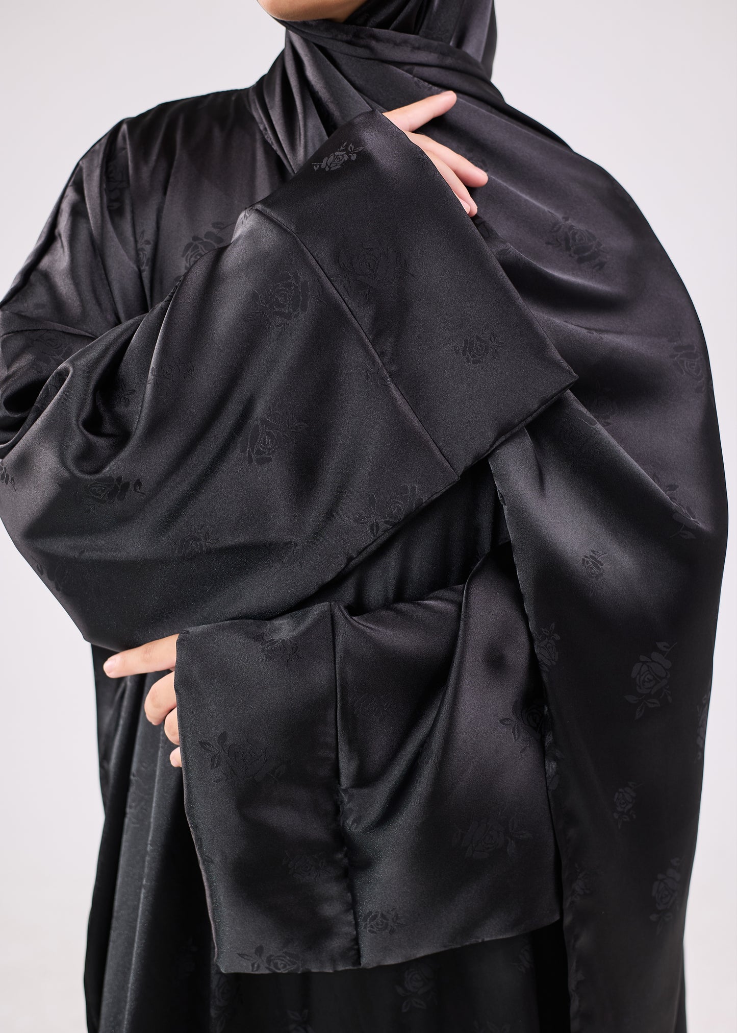 Silk Satin Jacquard Black