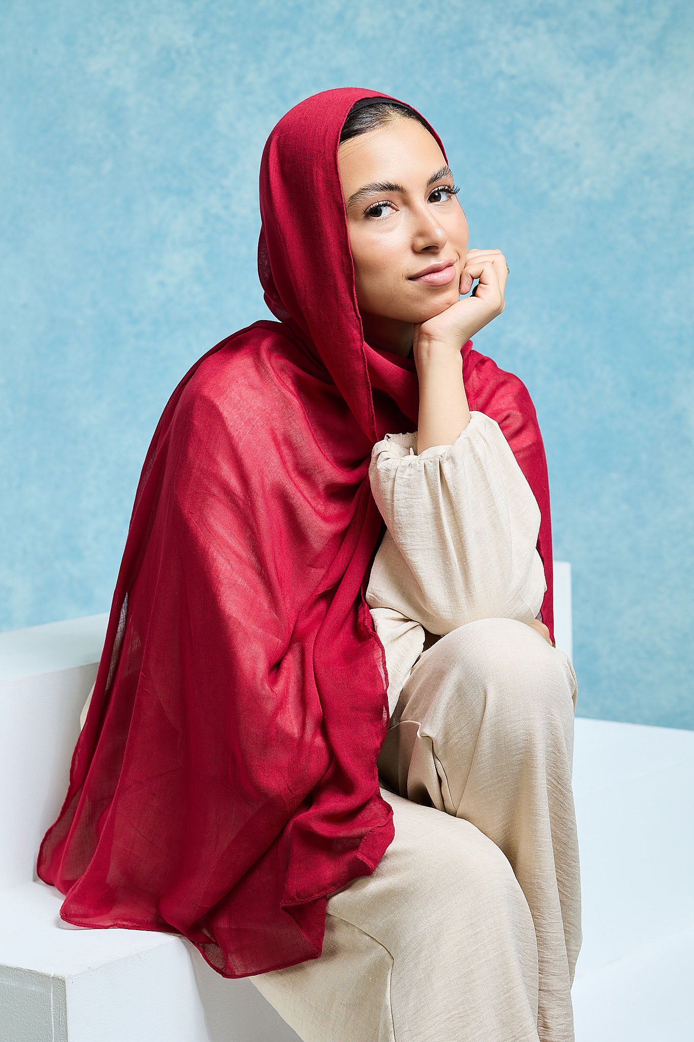 Burgundy Linen scarves