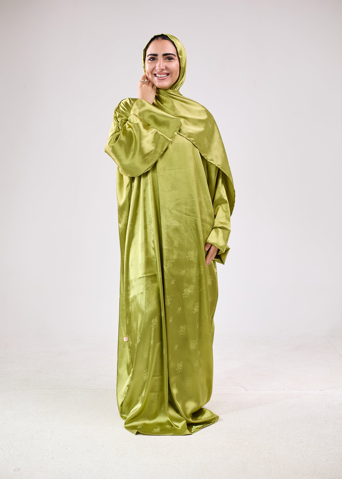 Silk Satin Jacquard Golden Olive