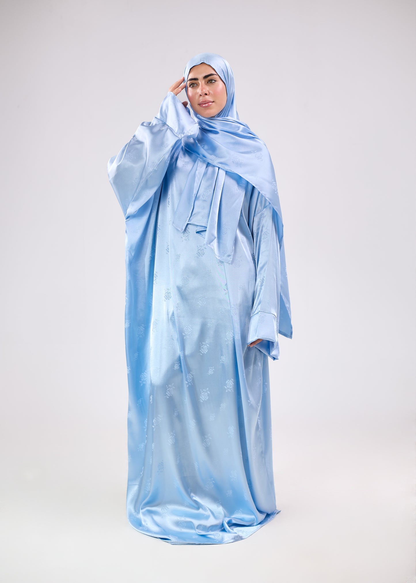 Silk Satin Jacquard Baby Blue