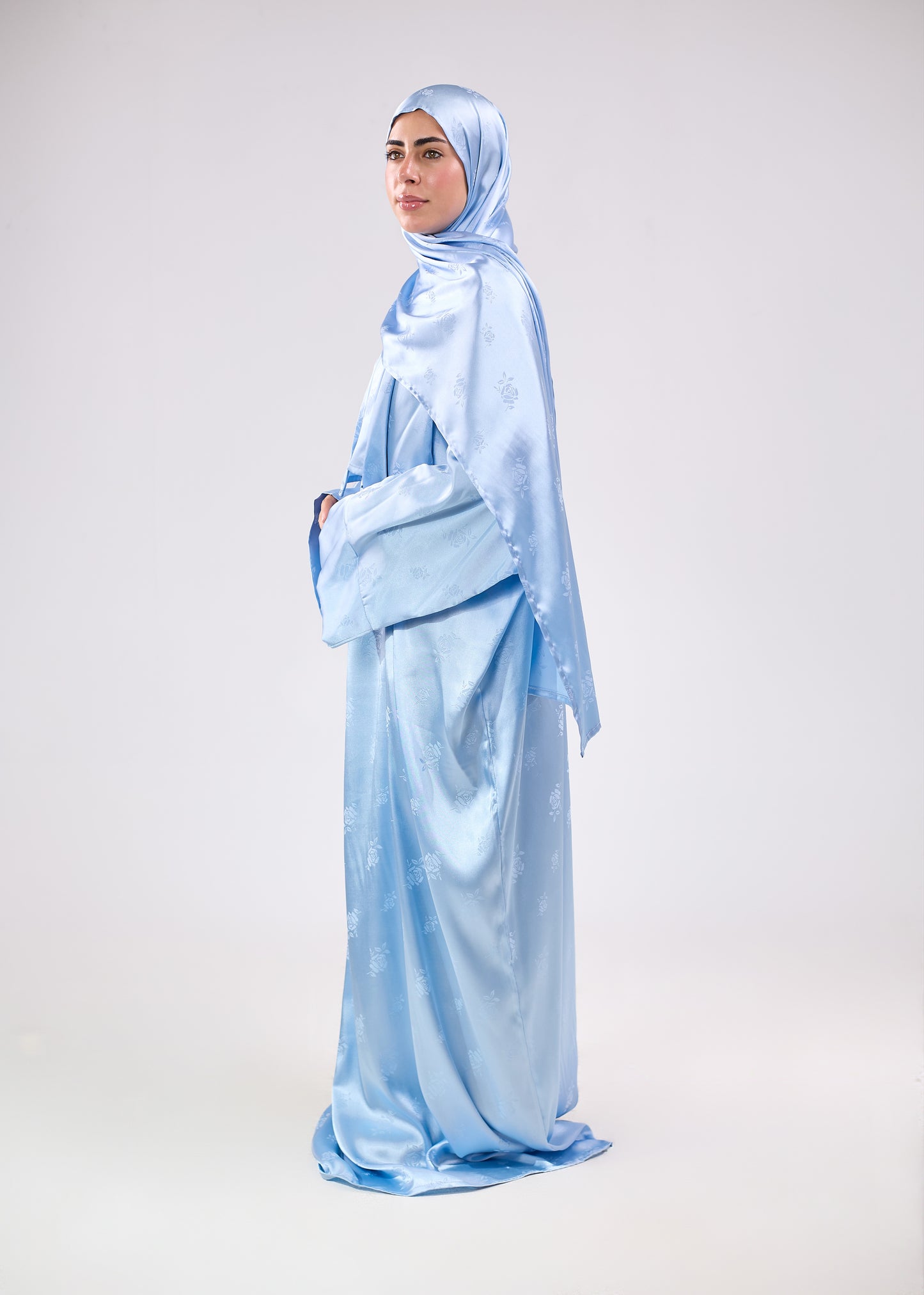Silk Satin Jacquard Baby Blue