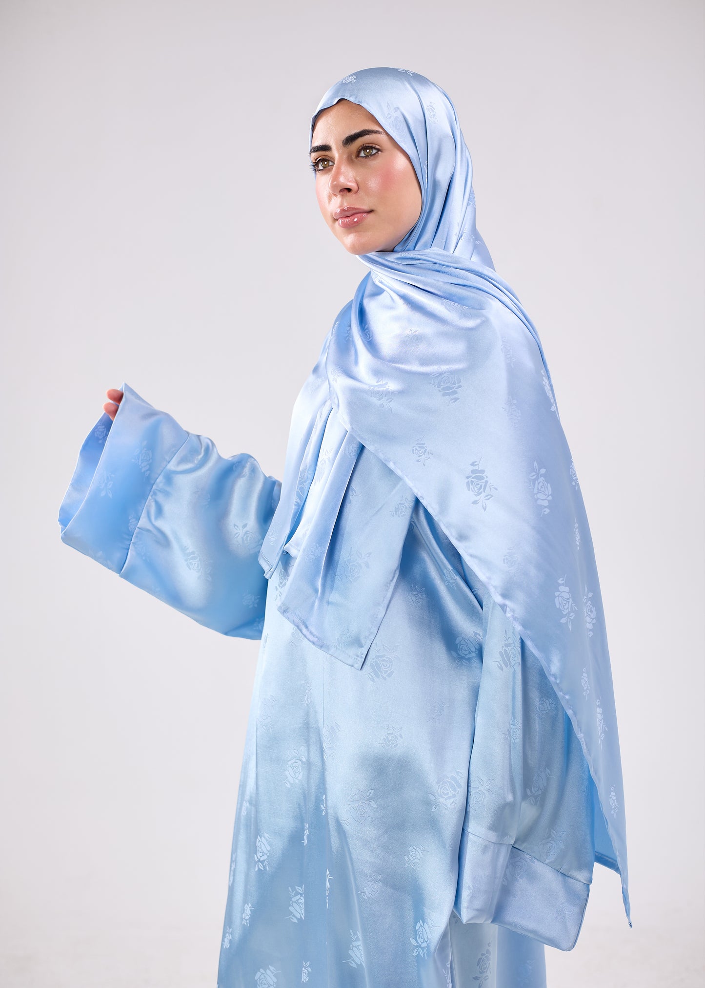 Silk Satin Jacquard Baby Blue