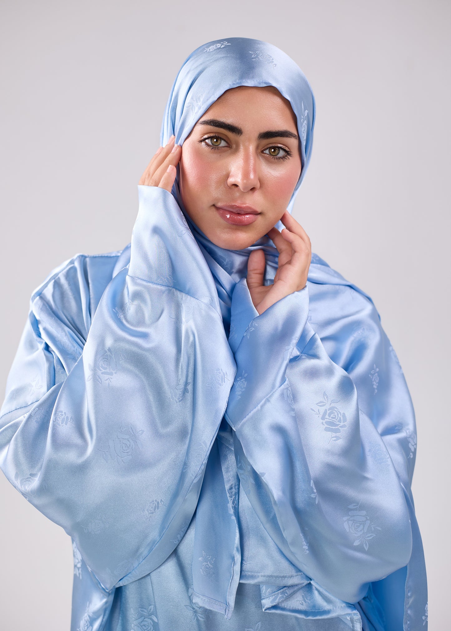 Silk Satin Jacquard Baby Blue