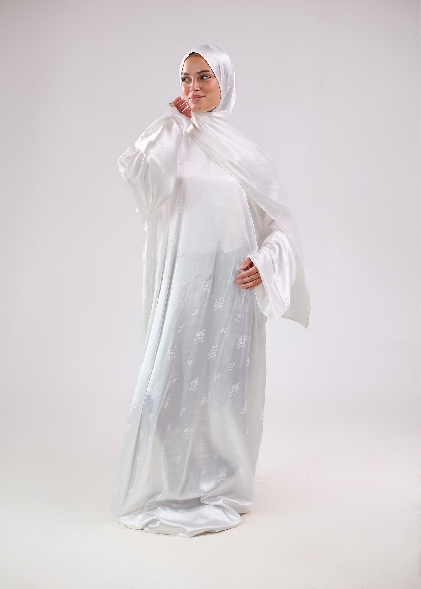 Silk Satin Jacquard white