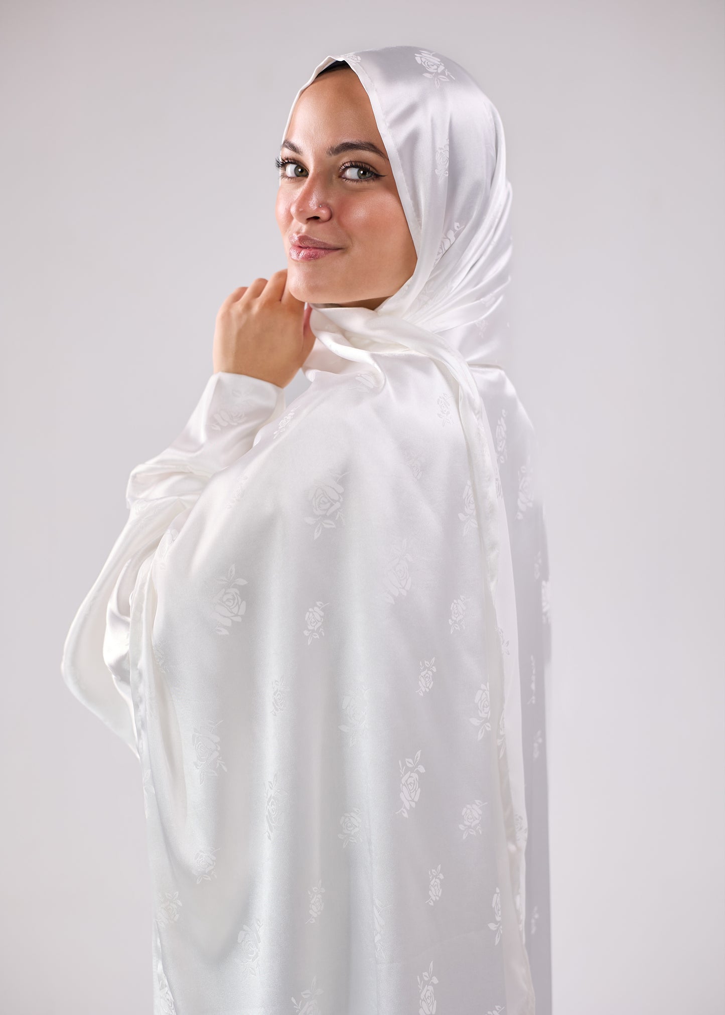 Silk Satin Jacquard white