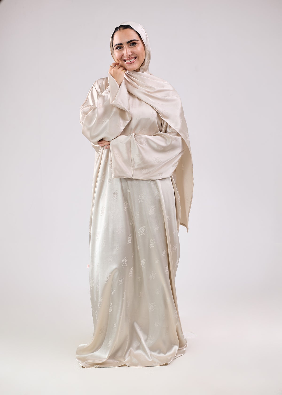 Silk Satin Jacquard Beige