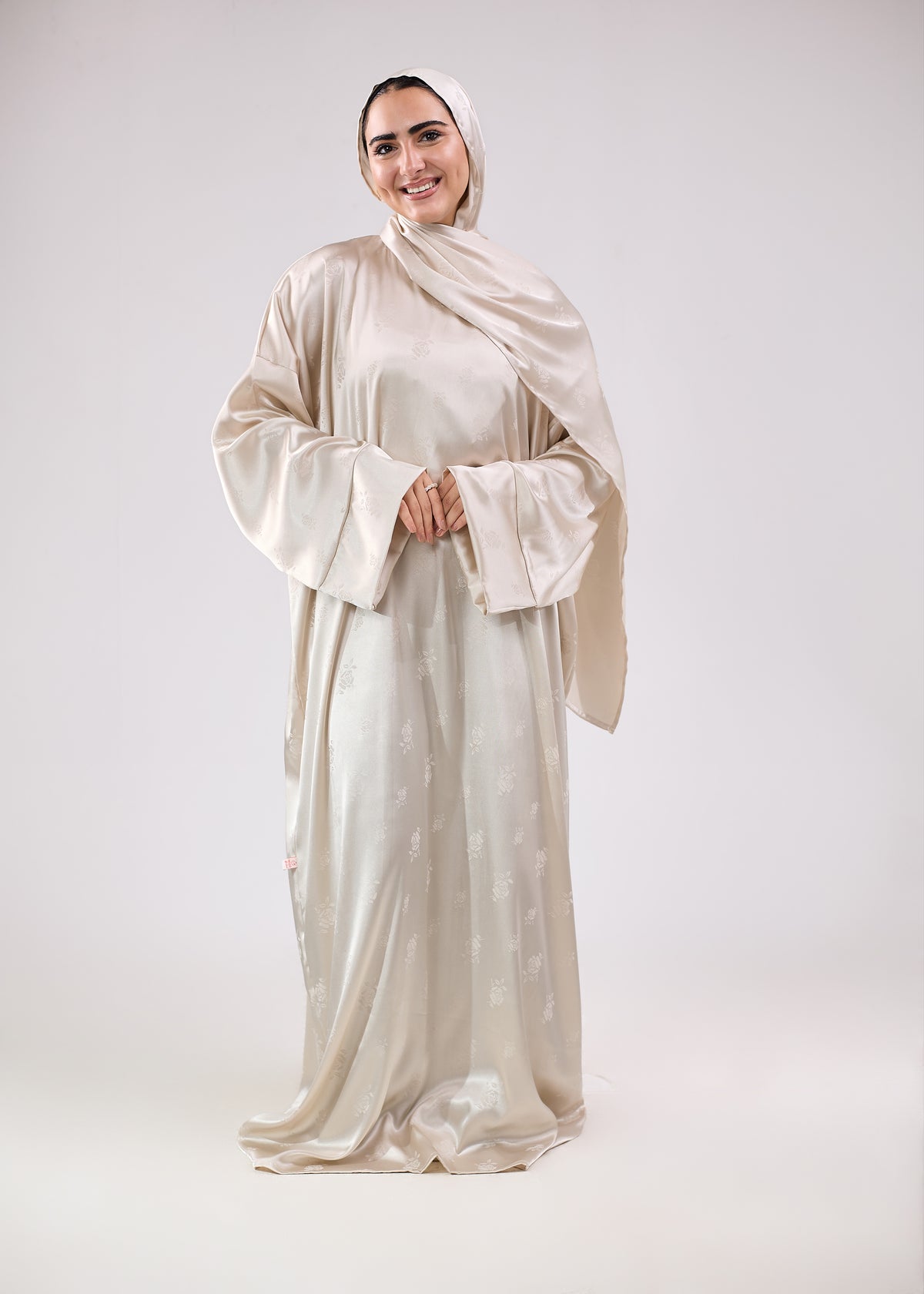 Silk Satin Jacquard Beige