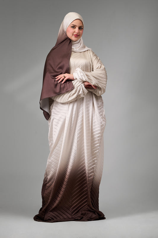 Beige to Brown pleated satin