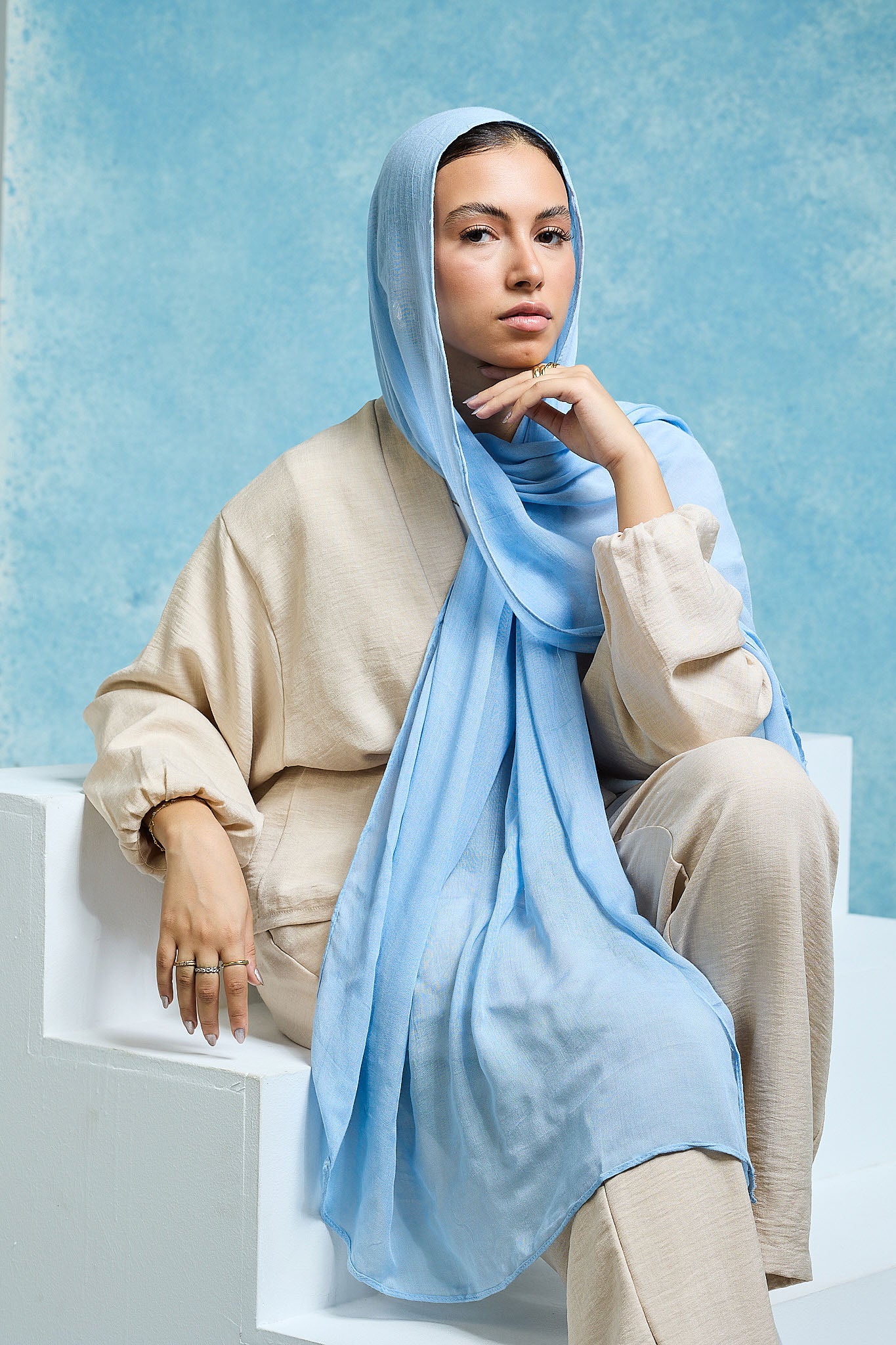 Baby Blue Linen scarves