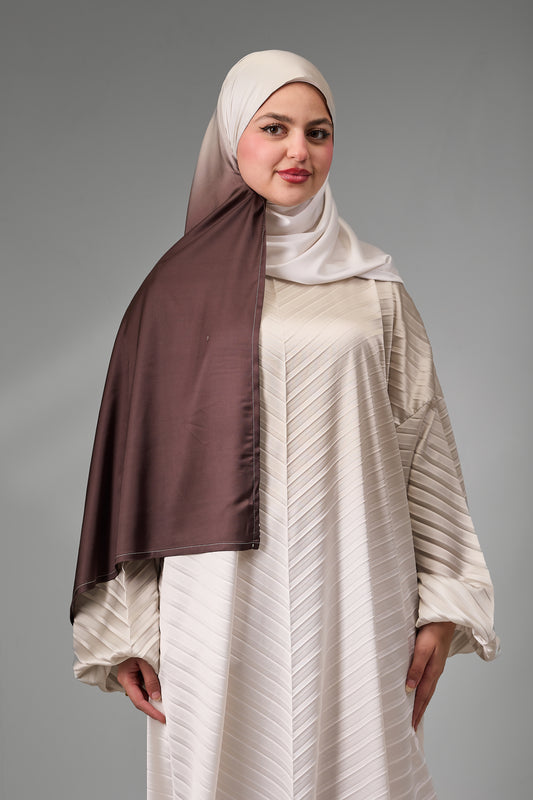 Beige to Brown pleated satin