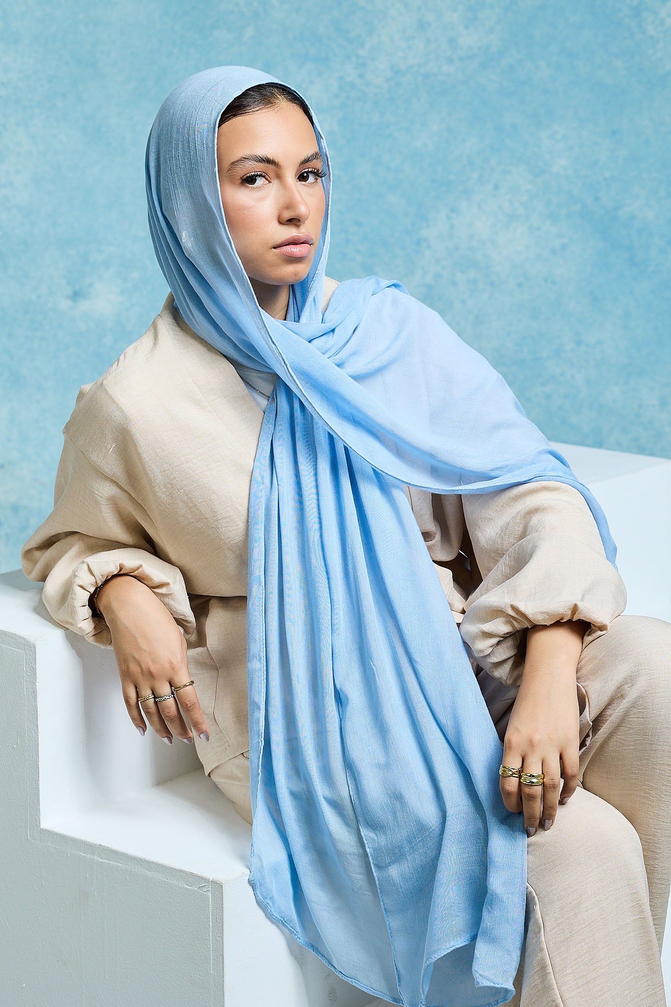 Baby Blue Linen scarves