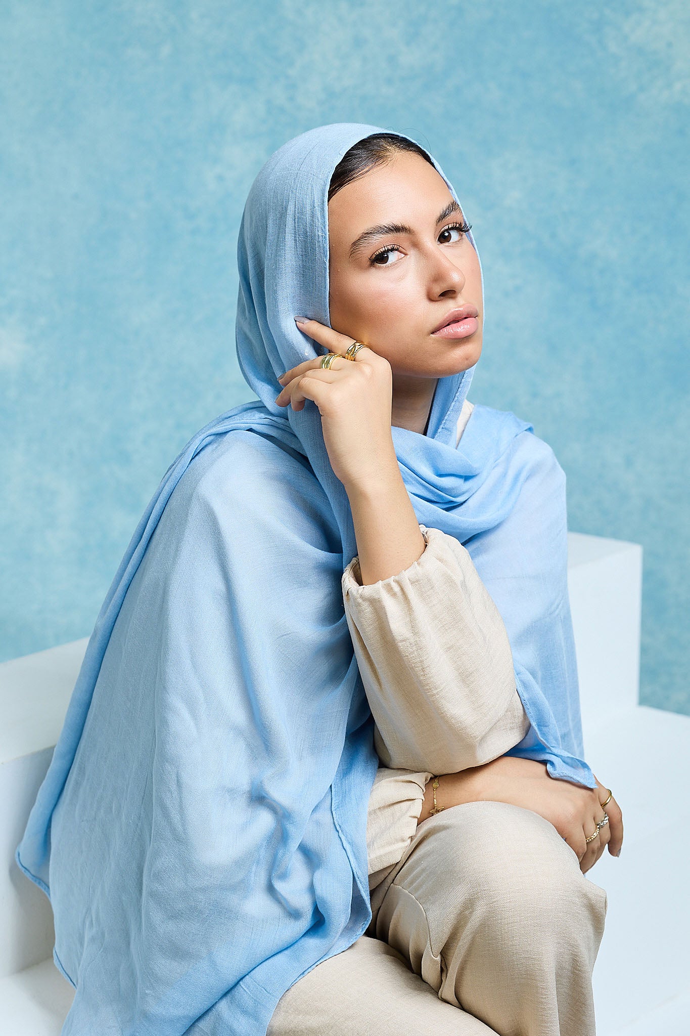 Baby Blue Linen scarves