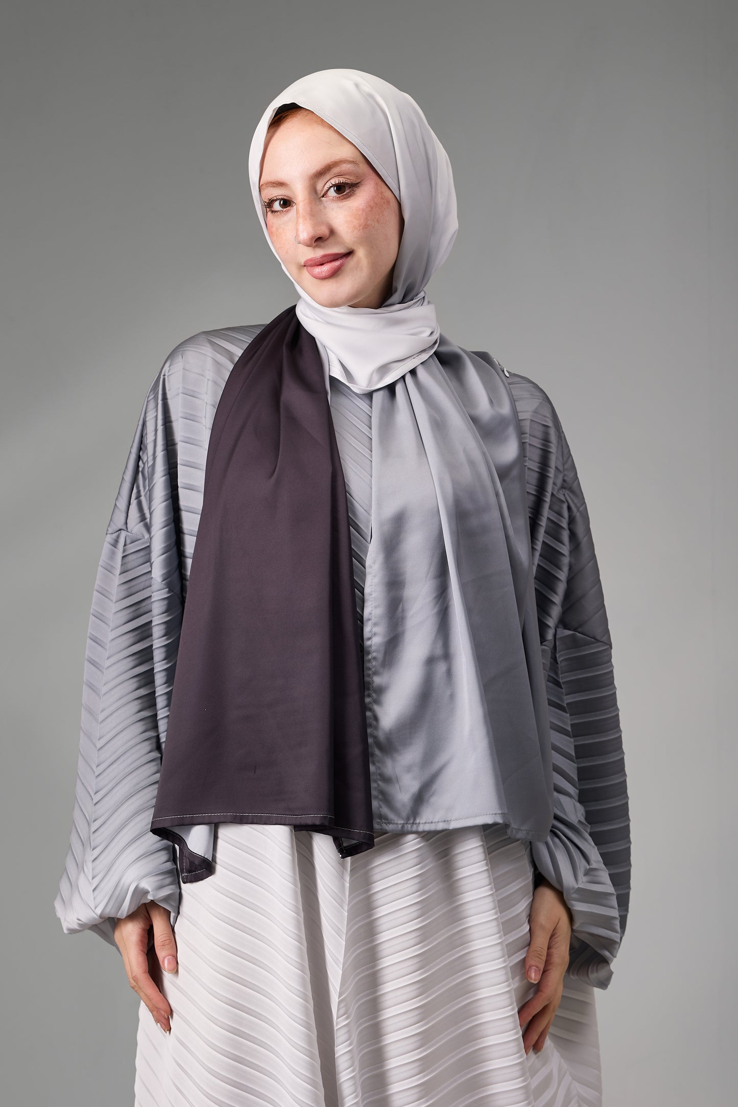 Gray to Black  Pleated satin