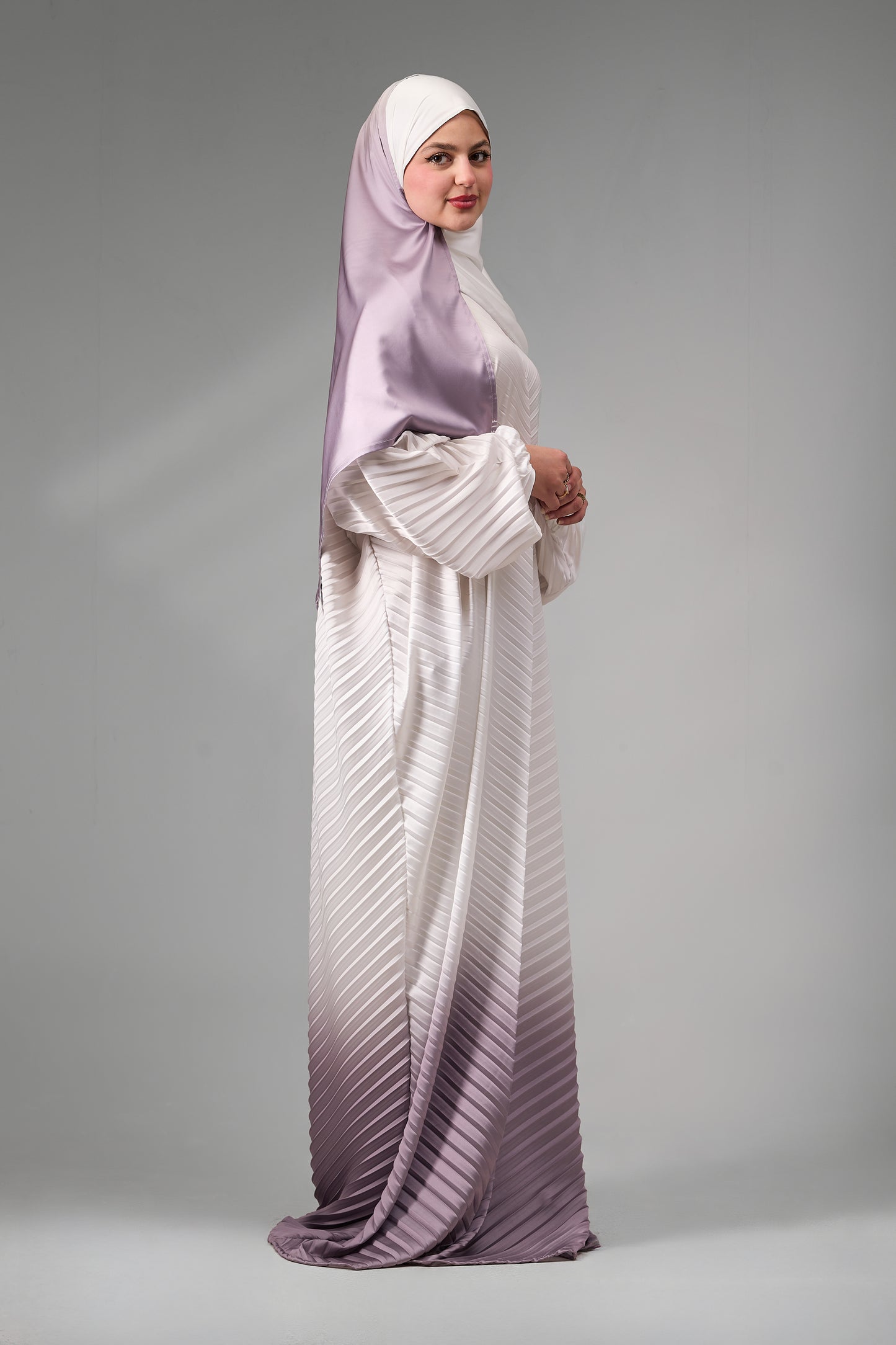Cream to Dusty Rose pleated satin