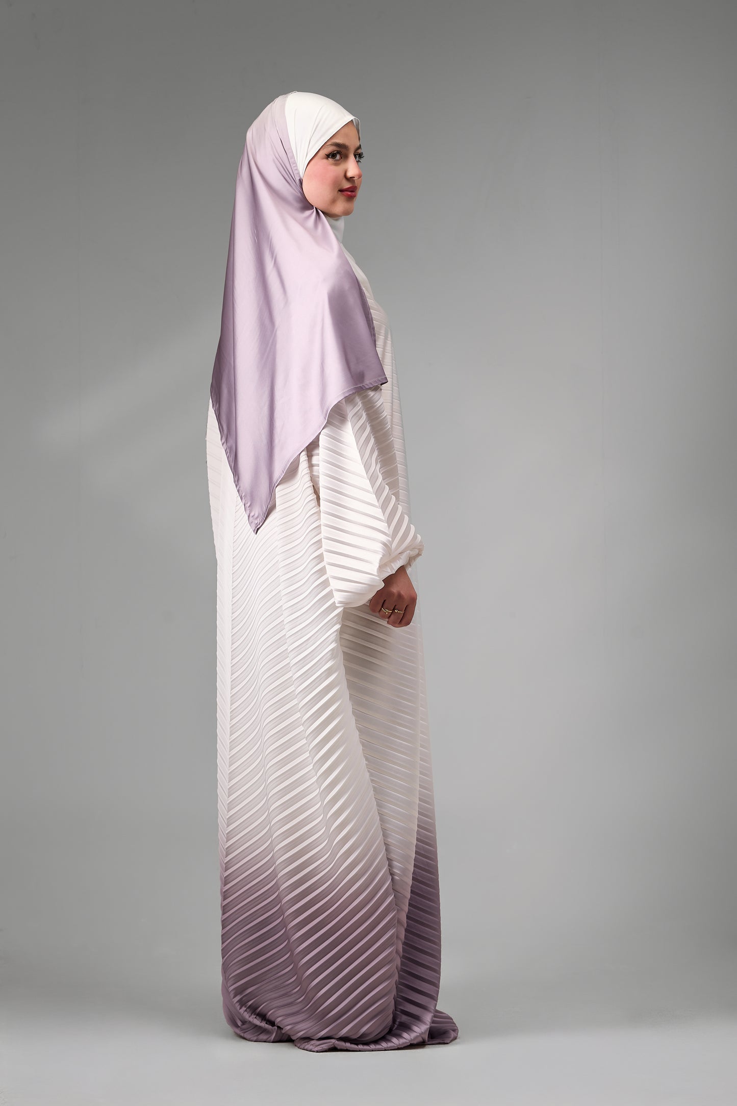 Cream to Dusty Rose pleated satin
