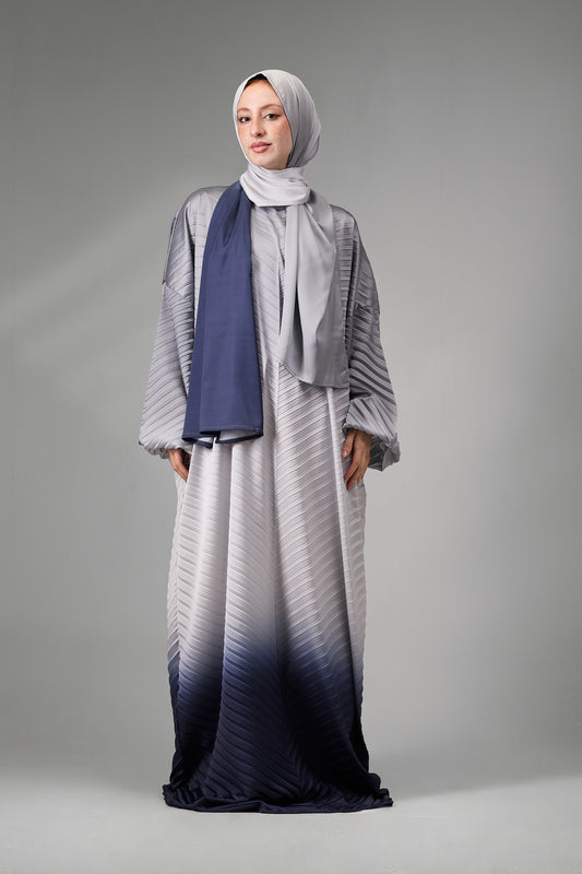 Gray to Navy pleated satin