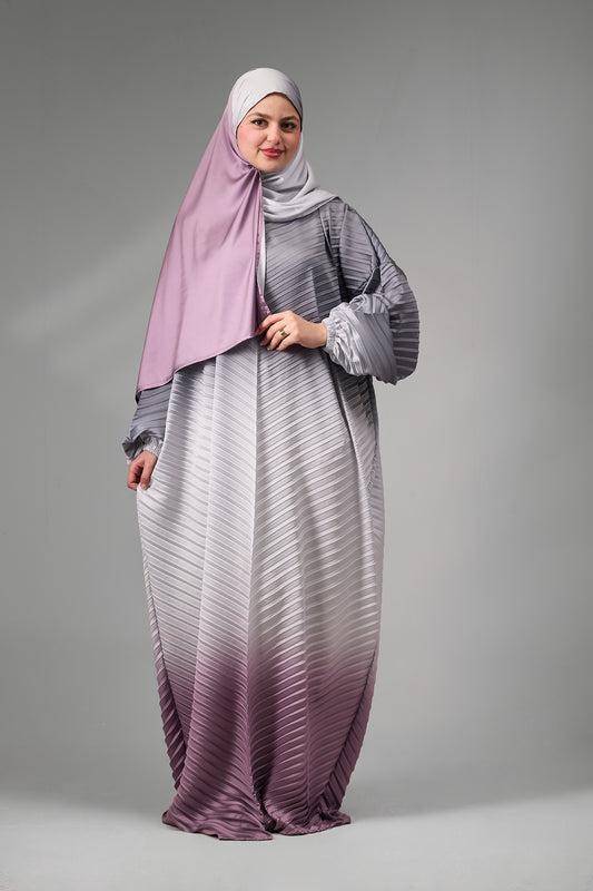 Grey to Dusty Rose pleated satin