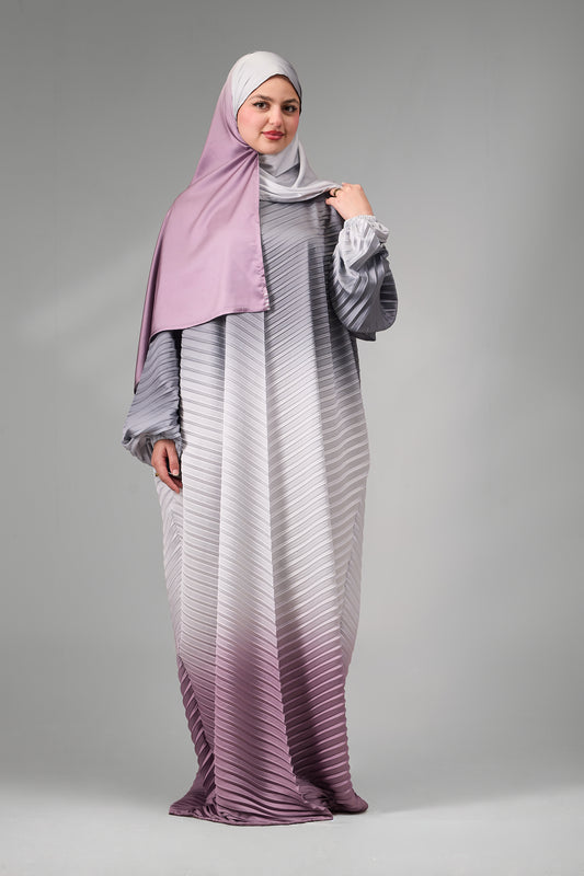 Grey to Dusty Rose pleated satin