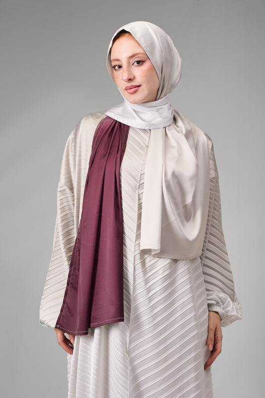 Beige to Maroon pleated satin