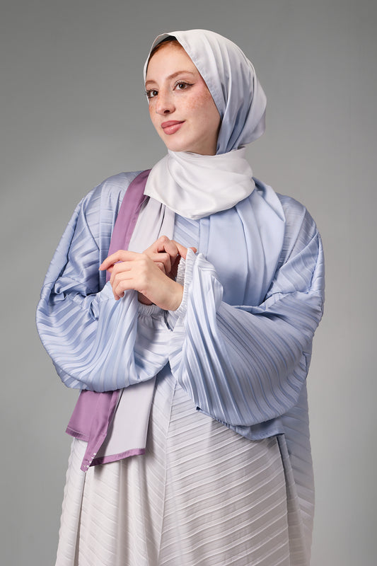 Dusty Blue to Dusty Rose pleated satin